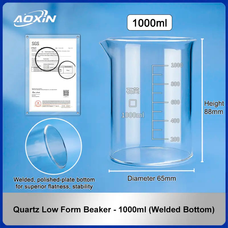 1000 ml (Welded Bottom)-Quartz Low Form Beaker