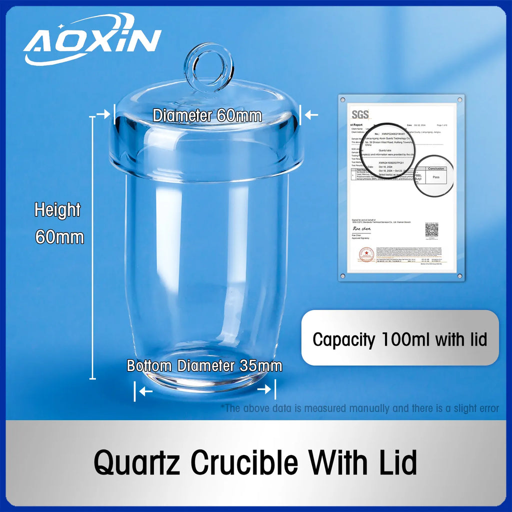 100ml-Short Version-with lid-Quartz Glass Crucibles