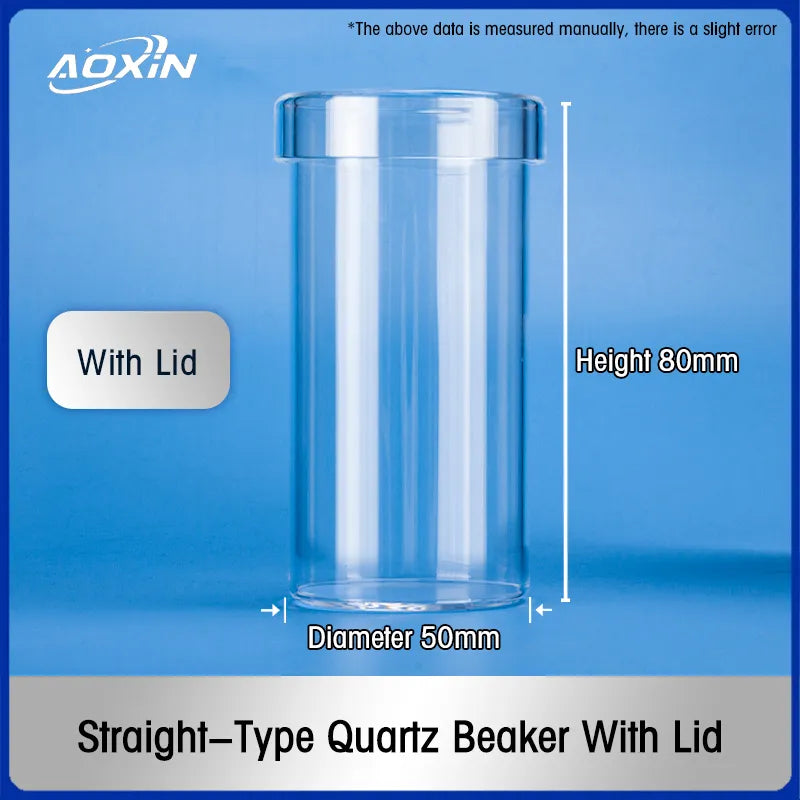 100 ml-Diameter 50mm x Height 80mm-Quartz Spoutless Beaker with lid