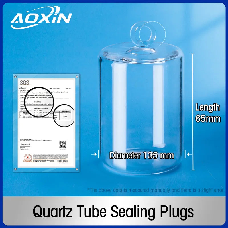 Diameter 135mm x Length 65mm-Transparent-Quartz Tube Sealing Plugs