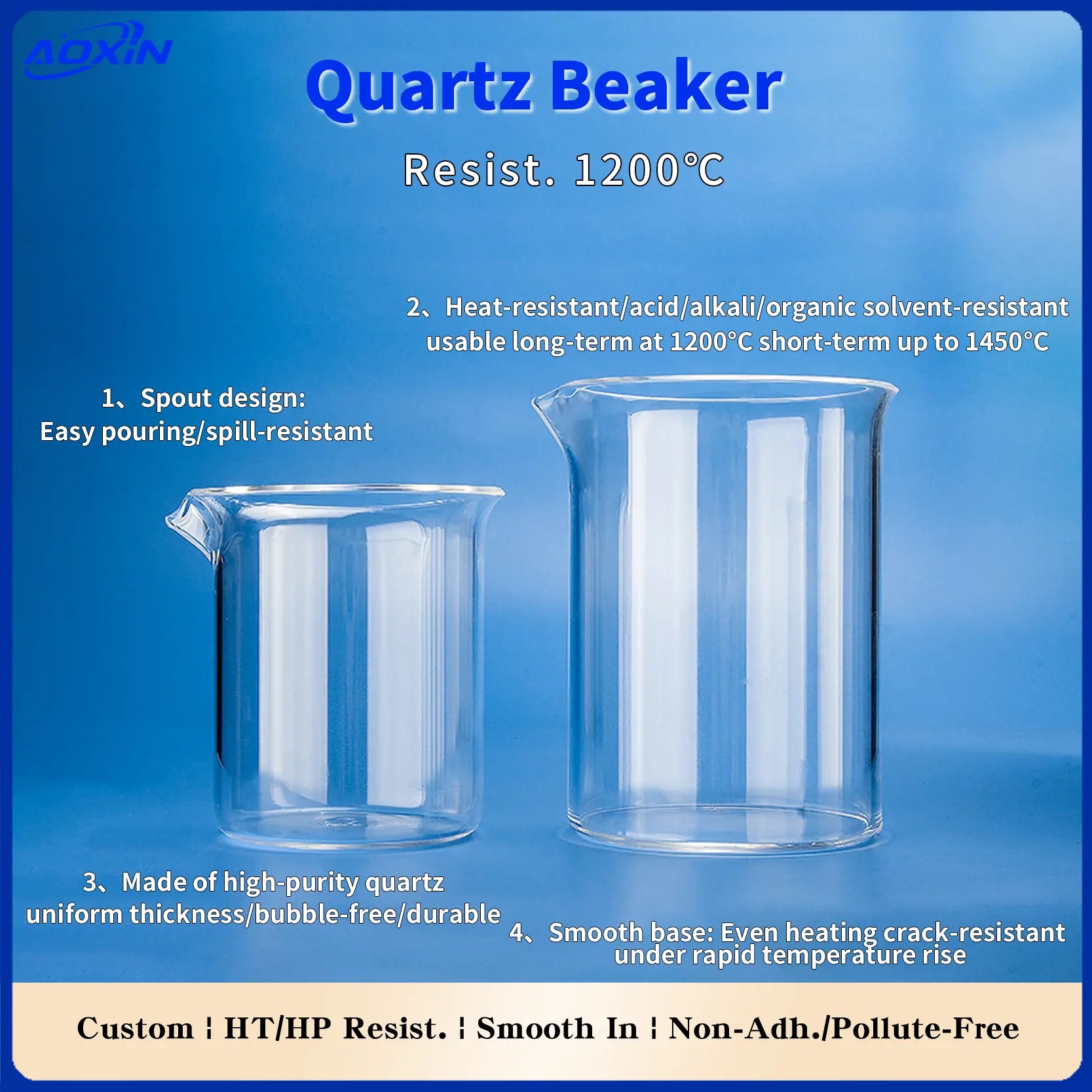 Béchers Quartz Premium | Labo Haute Température
