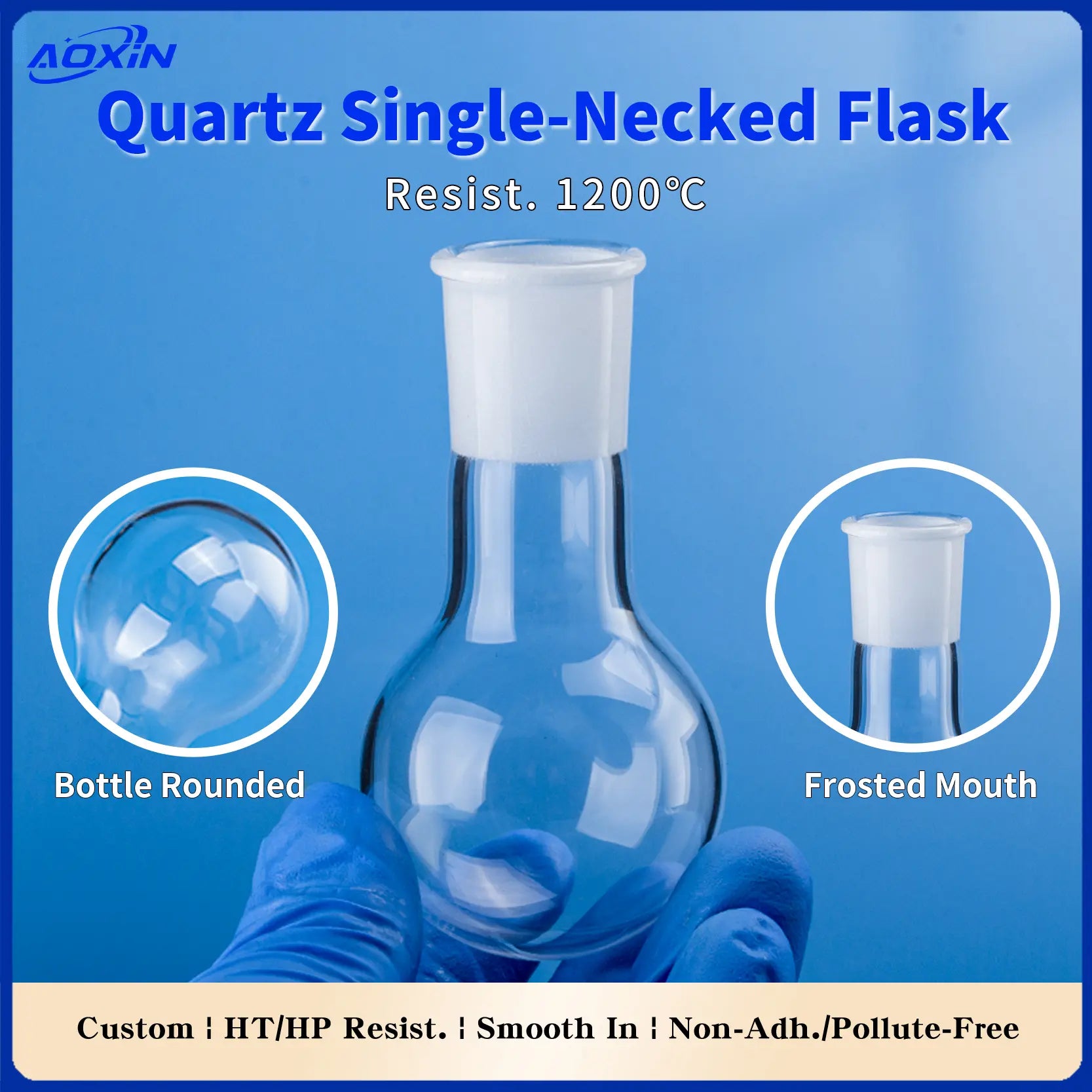 Flacon en quartz premium pour labo