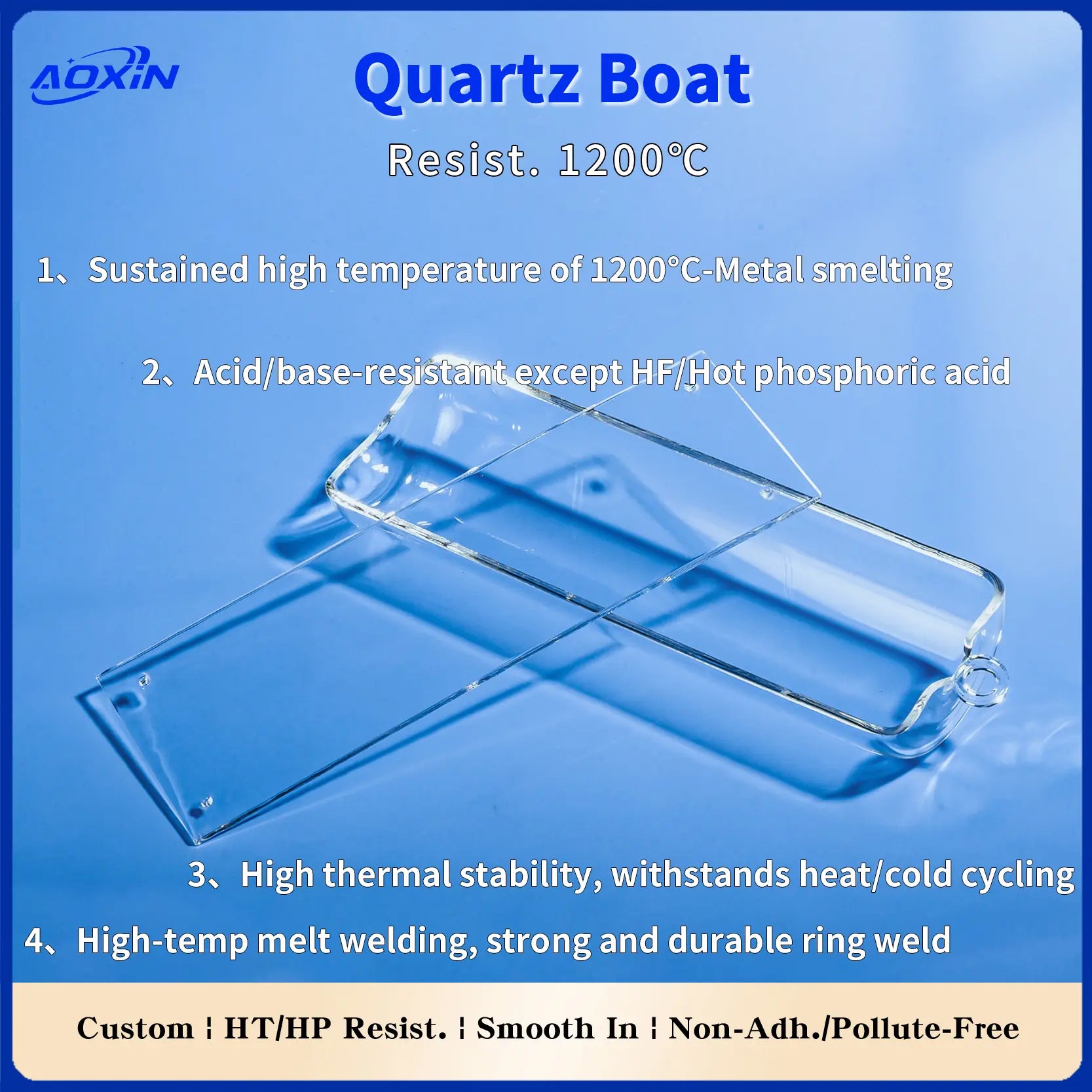 Nacelles en Quartz pour Traitement Haute Température