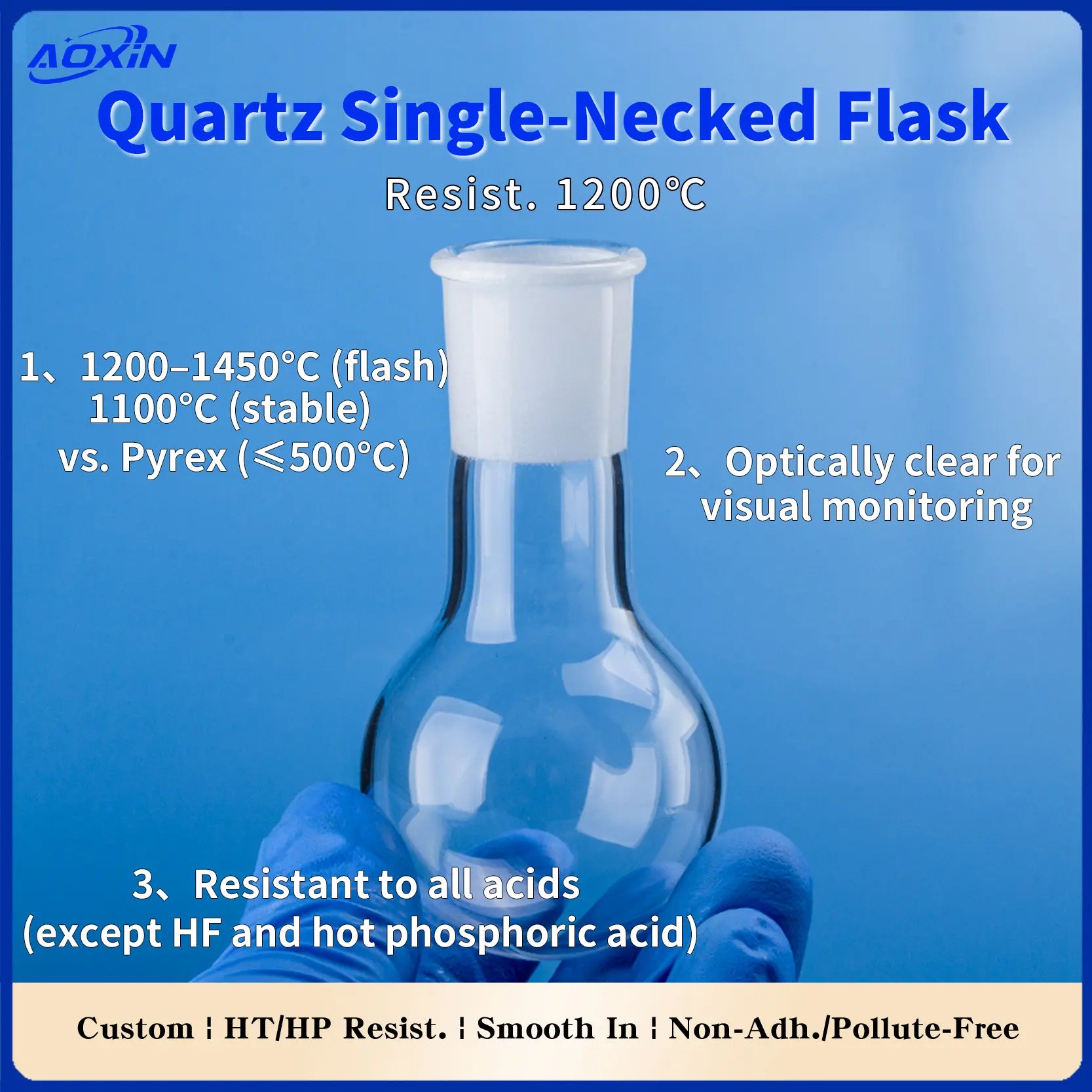 Flacon en quartz premium pour labo