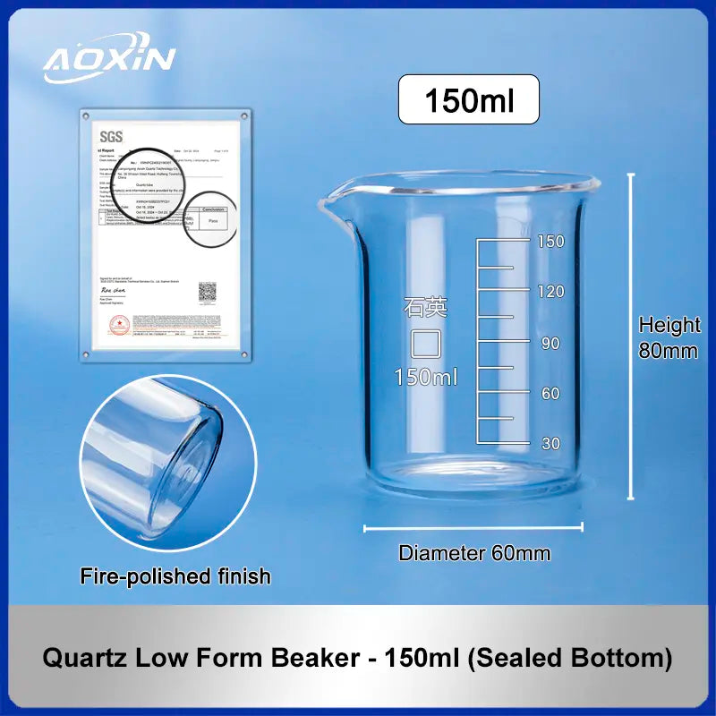 150 ml (Sealed Bottom)-Quartz Low Form Beaker