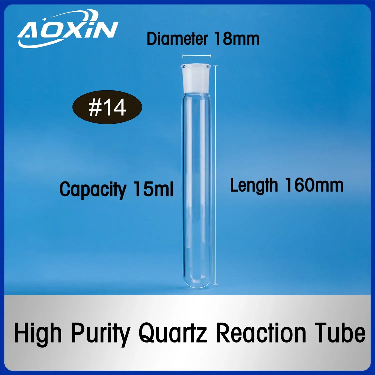 15 ml-Diameter 18mm x Length 160mm-Quartz reaction tube #14