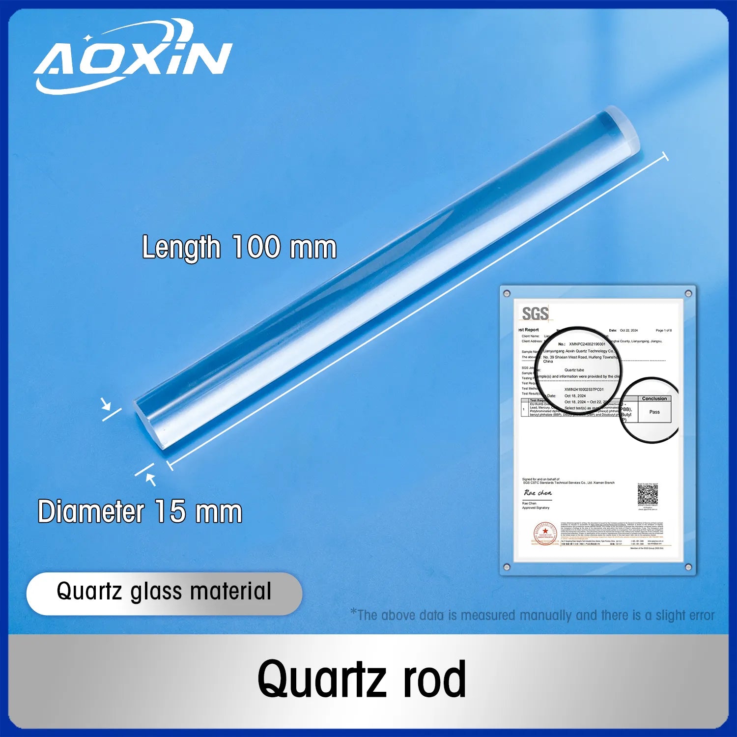 Diameter 15mm x Length 100mm-Quartz_rod