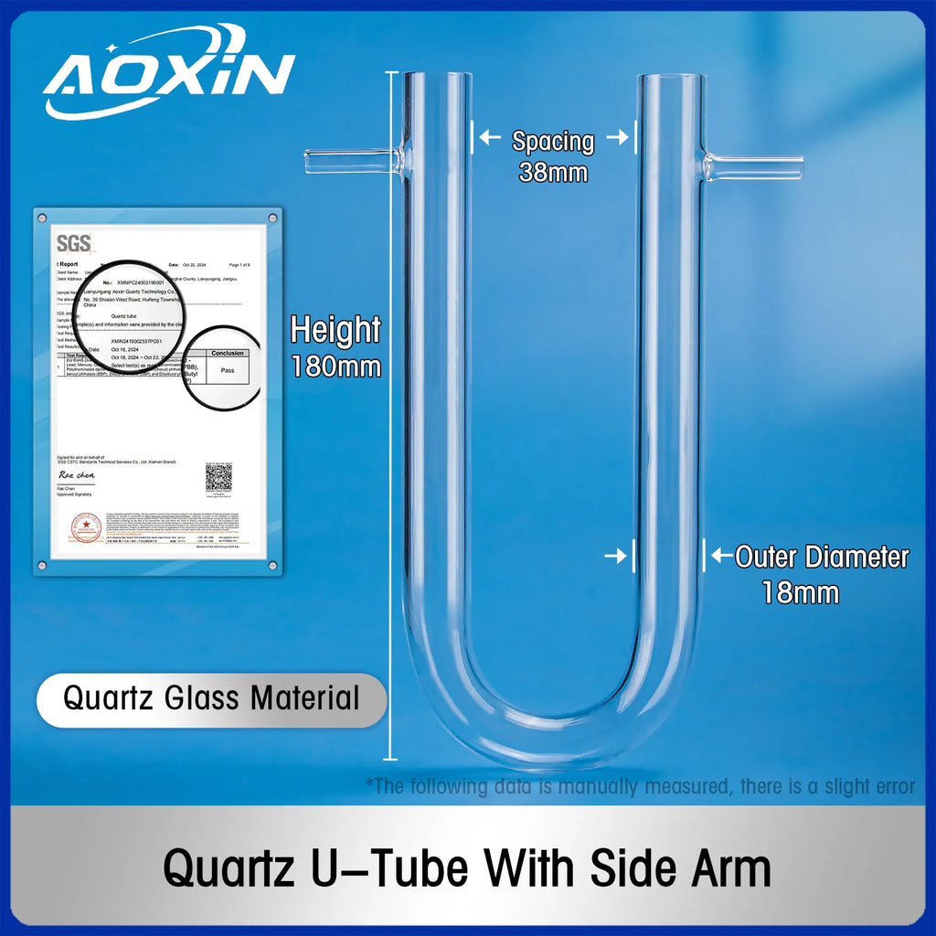 OD 18mm x L 180mm-Quartz U-tube with side arm