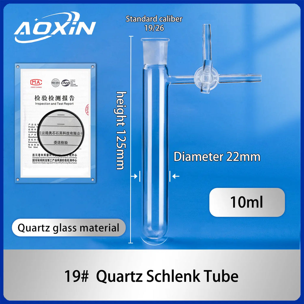Высокочистая кварцевая трубка Шленка с краном | Для вакуумных и инертных газовых реакций