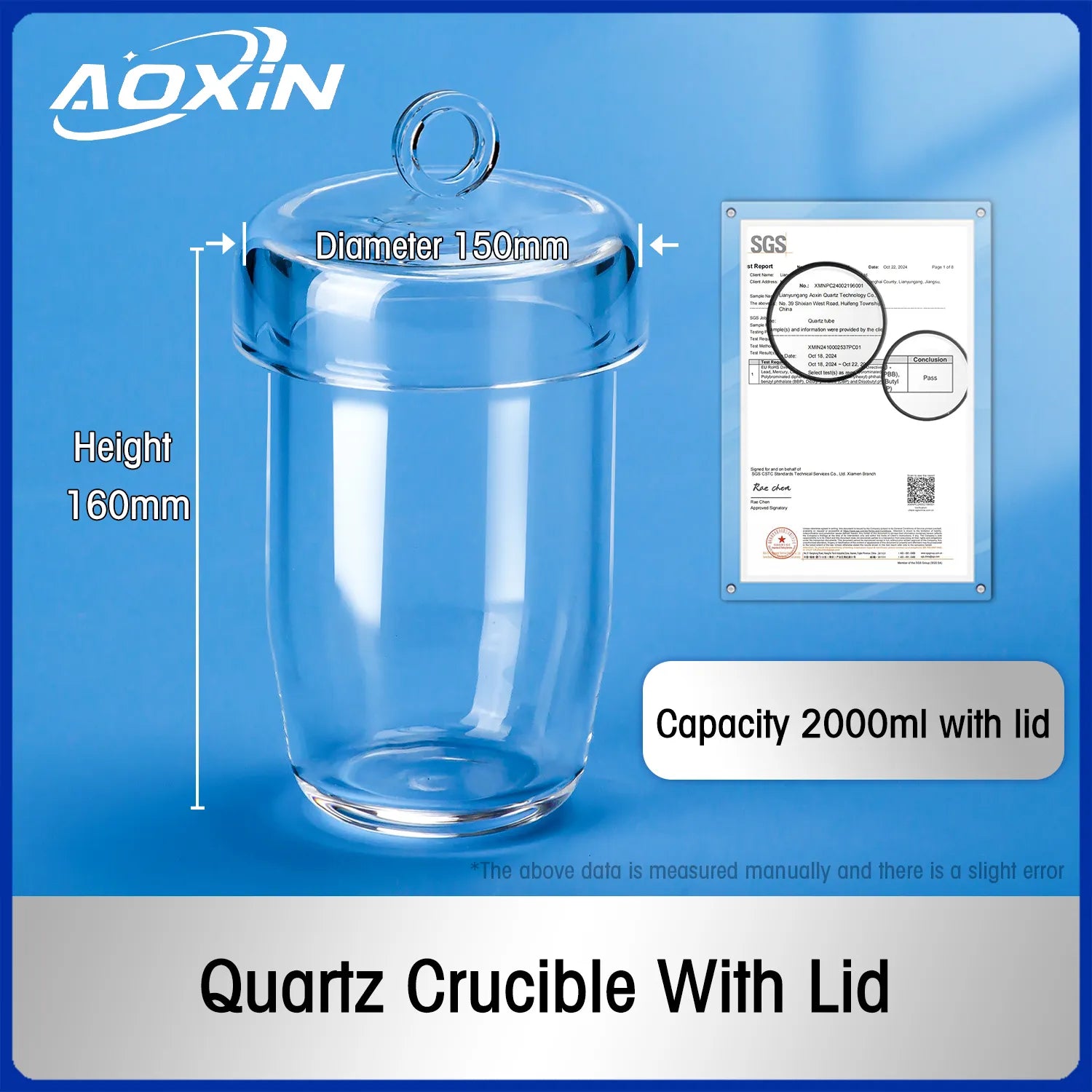 2000ml-with lid-Quartz Glass Crucibles