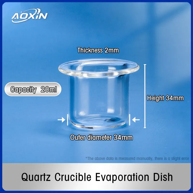 20 ml-OD 34mm x T 2mm x H 34mm -Quartz Evaporating Dish