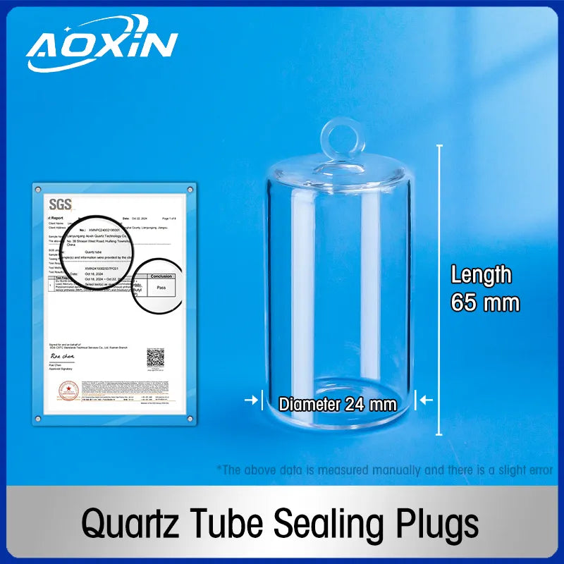 Diameter 24mm x Length 65mm-Transparent-Quartz Tube Sealing Plugs
