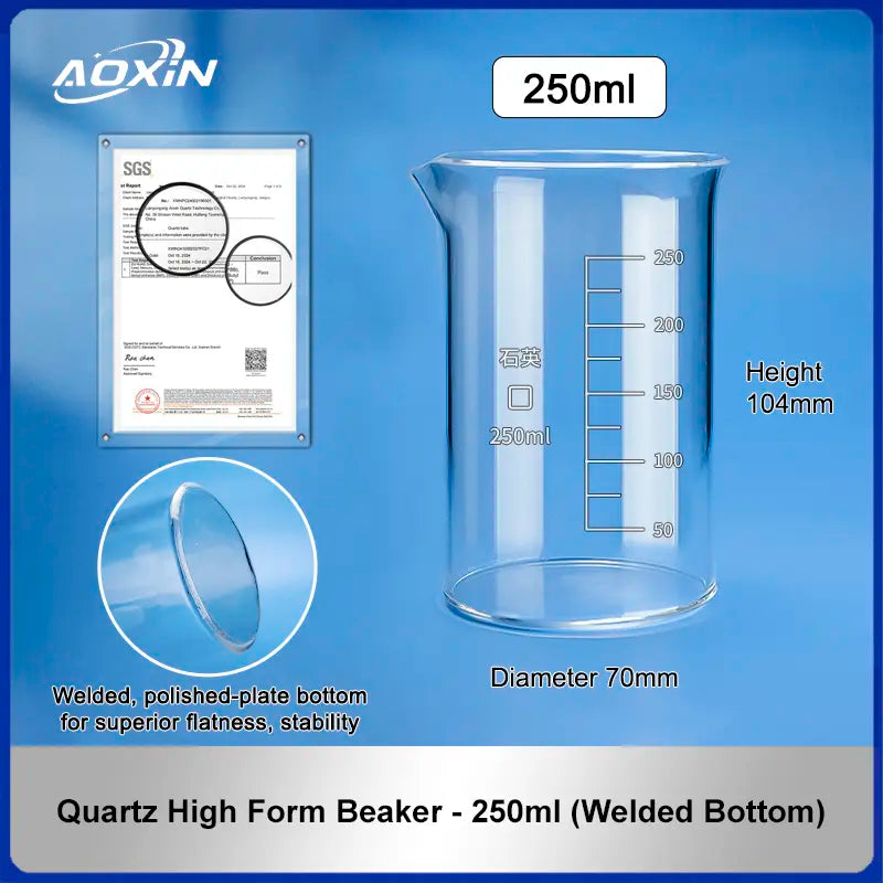 250 ml (Welded Bottom)-Quartz High Form Beaker