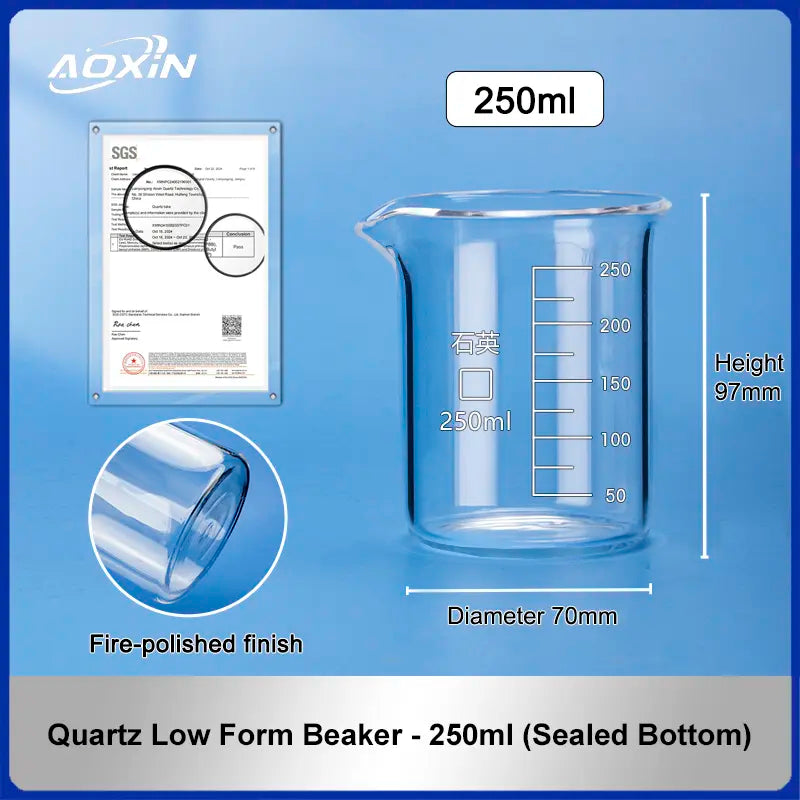 250 ml (Sealed Bottom)-Quartz Low Form Beaker