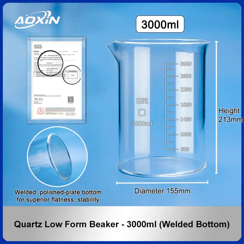 3000 ml (Welded Bottom)-Quartz Low Form Beaker
