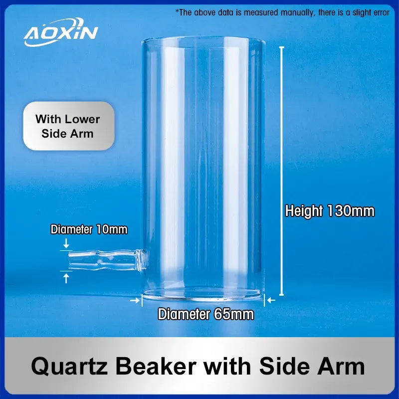 300 ml-Diameter 65mm x Height 130mm-Quartz Beaker With Lower Side Arm