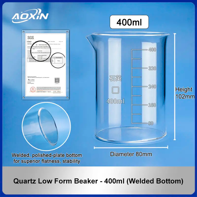 400 ml (Welded Bottom)-Quartz Low Form Beaker