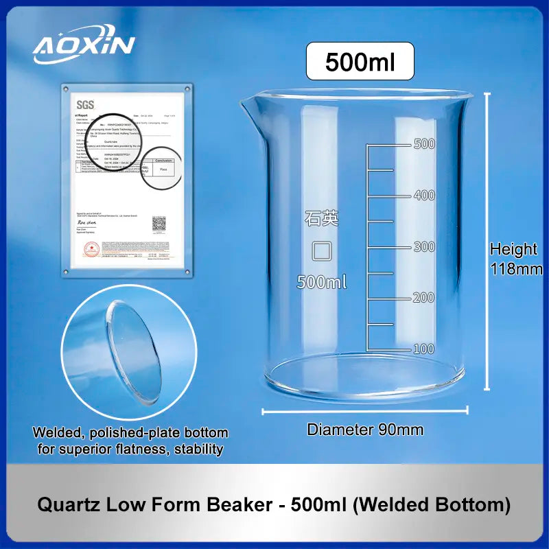 500 ml (Welded Bottom)-Quartz Low Form Beaker