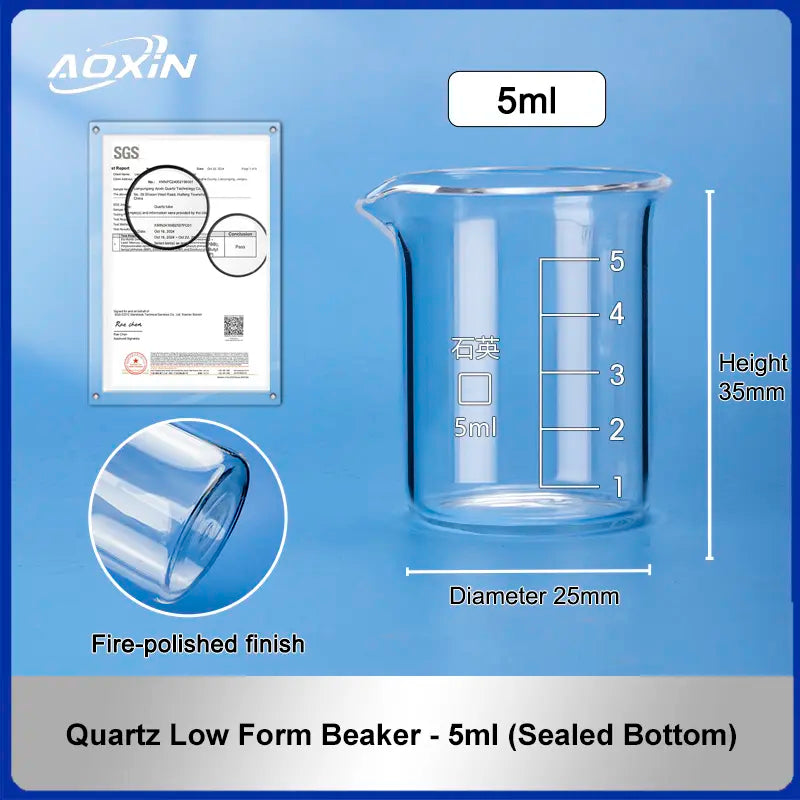 5 ml (Sealed Bottom)-Quartz Low Form Beaker