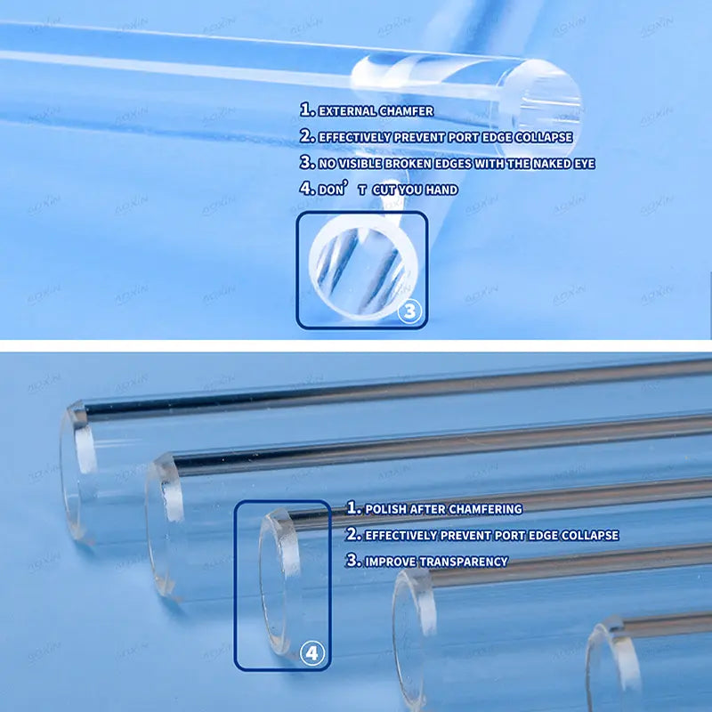 Large Diameter Fused Quartz Glass Tubing (25-200mm OD x 1200mm Long)