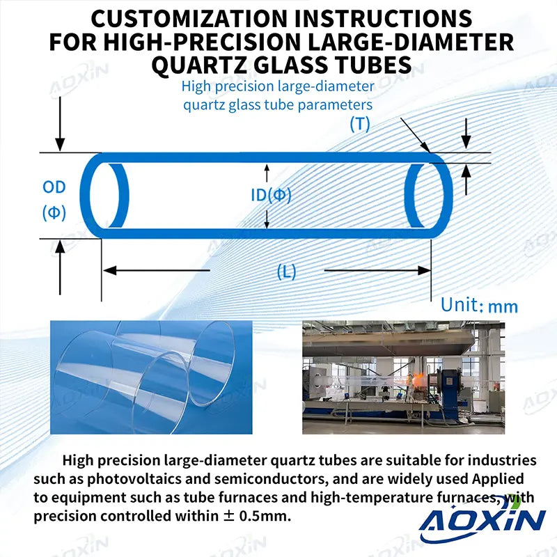 Large Diameter Fused Quartz Glass Tubing (25-200mm OD x 1200mm Long)