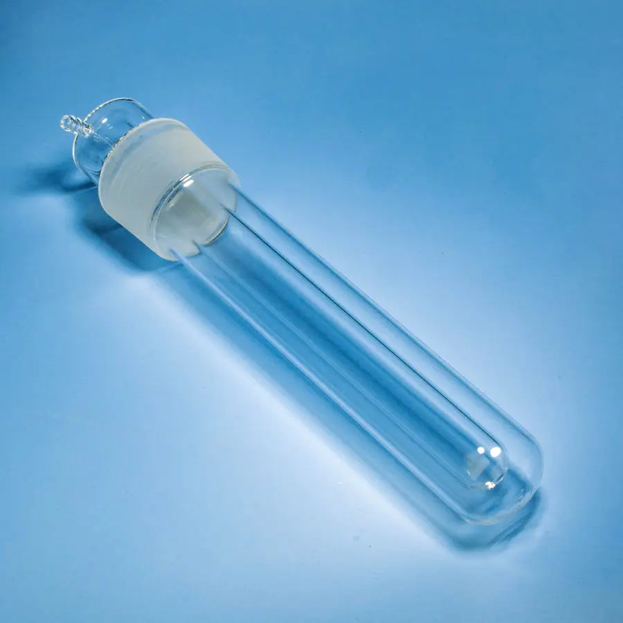 Clear lab photochemical reactor with double-walled quartz tube and ground glass joint