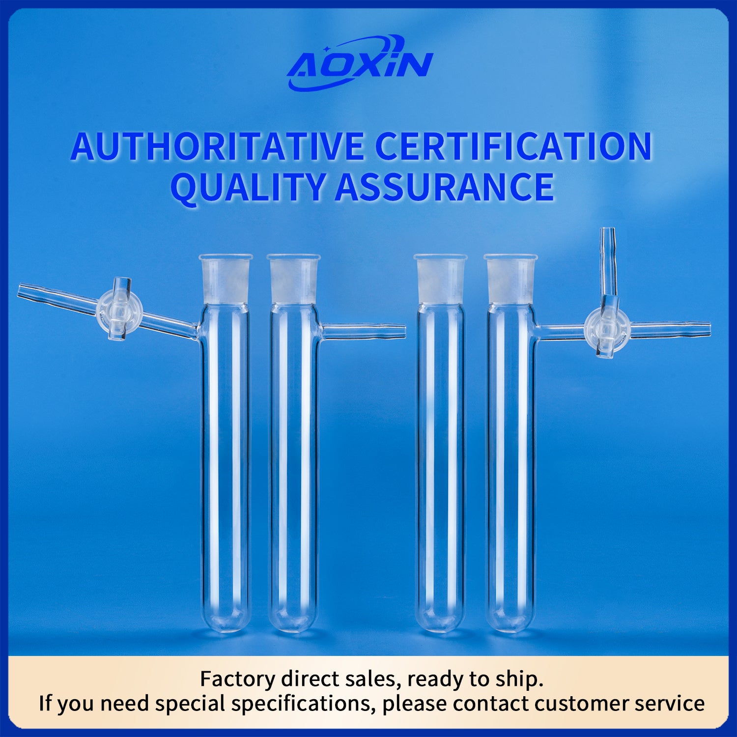 Collection of quartz Schlenk tubes, emphasizing authoritative certification and quality assurance for specialized laboratory glass apparatus
