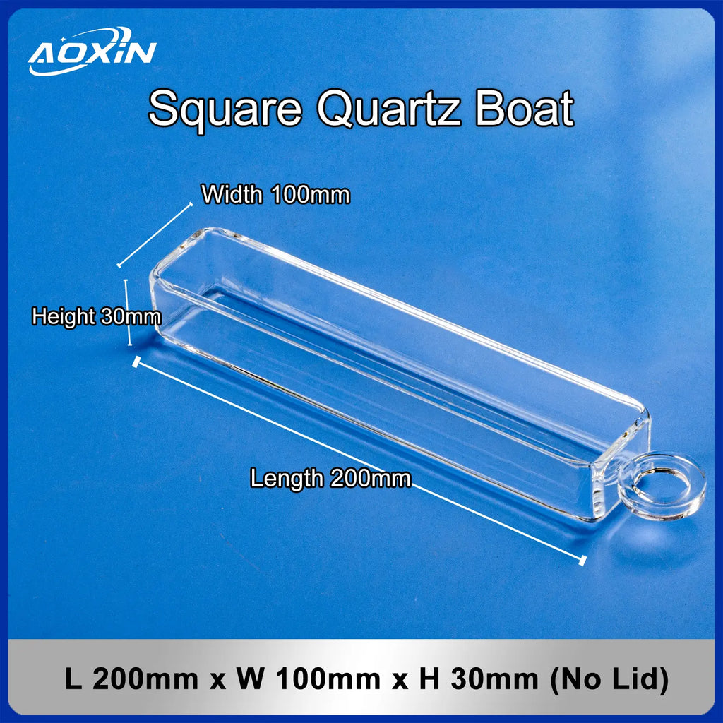 Length 200mm x Width 100mm x Height 30mm Square quartz boat (No Lid)