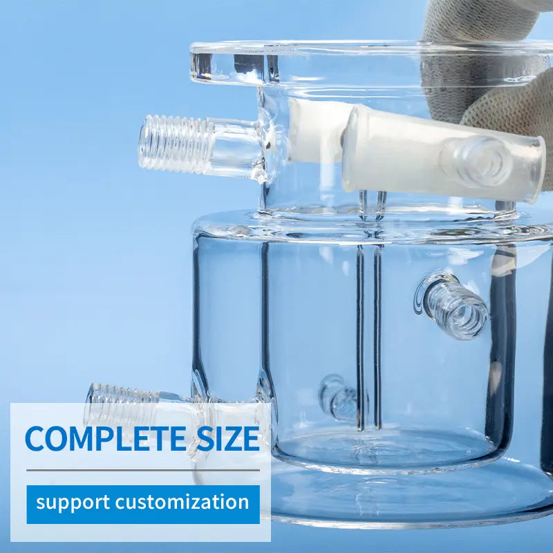 Multiple views of the quartz photocatalytic reactor, showing various angles and components.