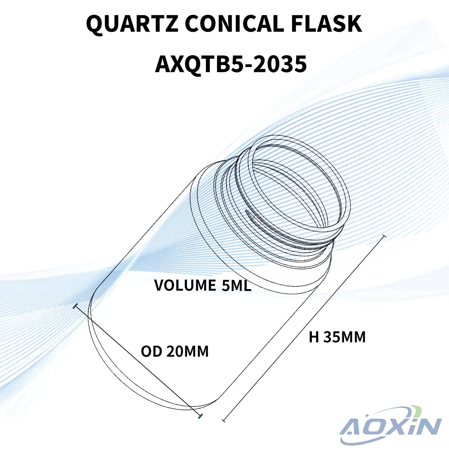 Diameter 20mm x Height 35mm-capacity 5ml-Quartz Threaded Bottle