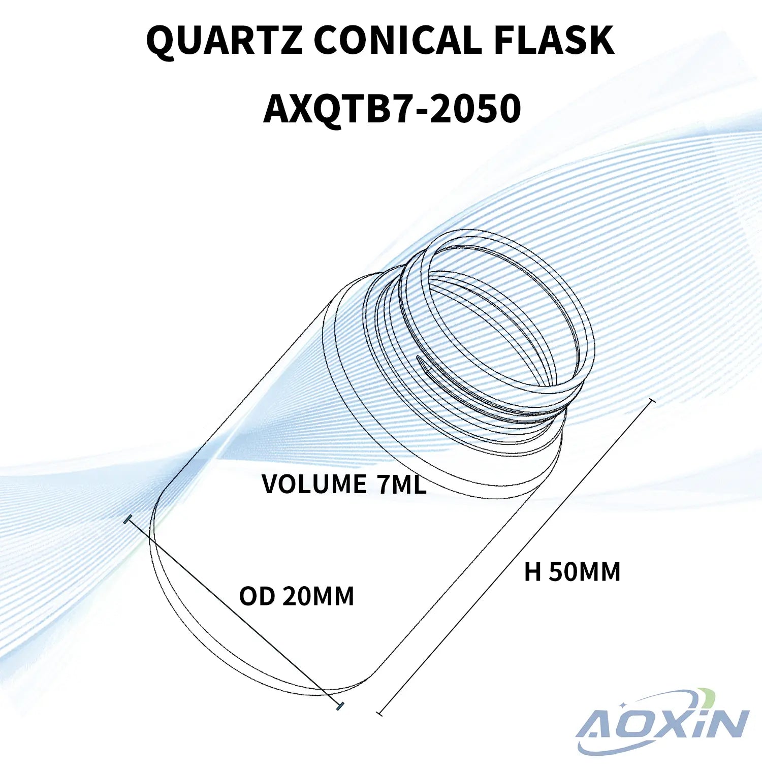 Diameter 20mm x Height 50mm-capacity 7ml-Quartz Threaded Bottle