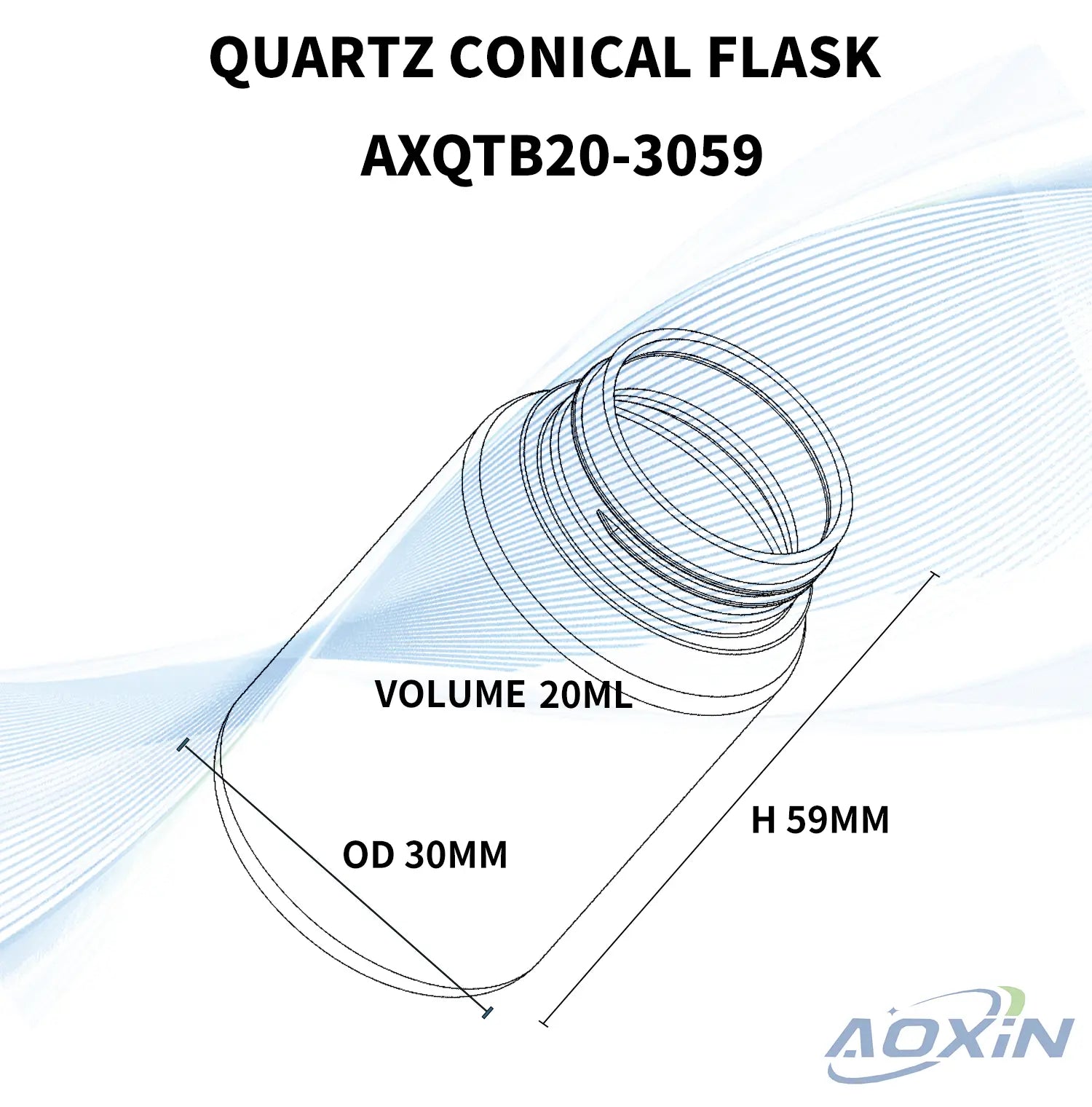 Diameter 30mm x Height 59mm-capacity 20ml-Quartz Threaded Bottle