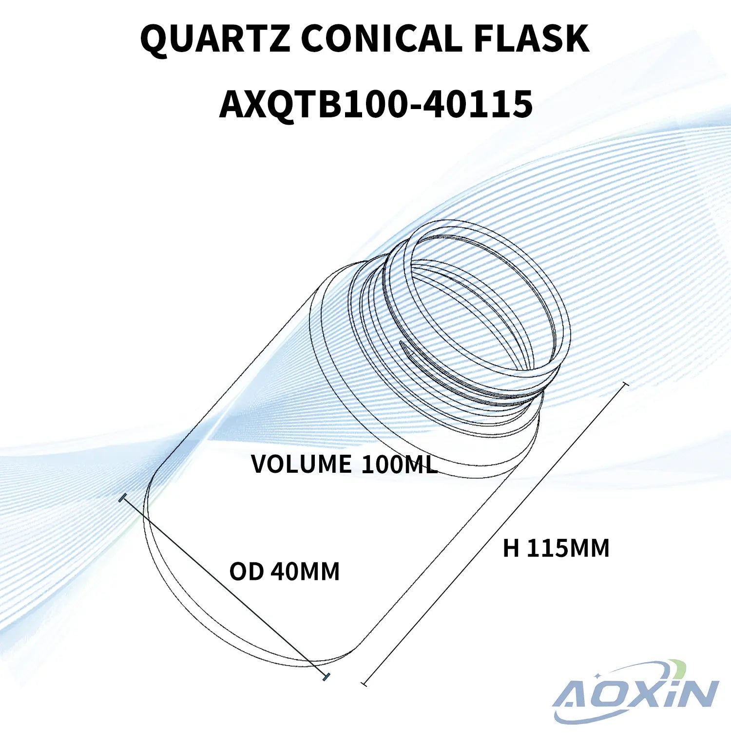 Diameter 40mm x Height 115mm-capacity 100ml-Quartz Threaded Bottle