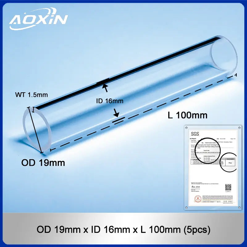 OD 19mm x ID 16mm x L 100mm-Quartz glass tube