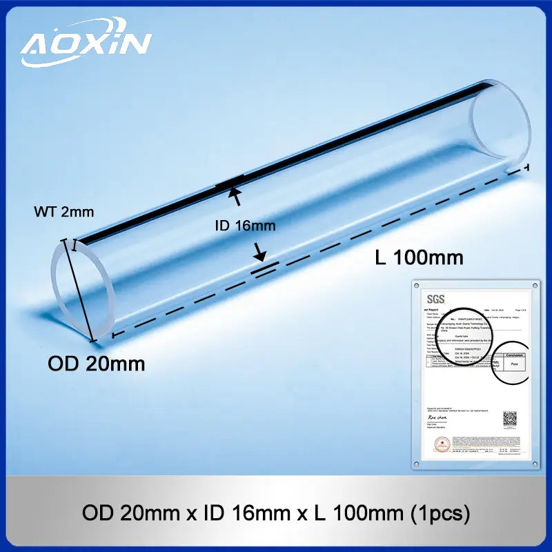 OD 20mm x ID 16mm x L 100mm-Quartz glass tube