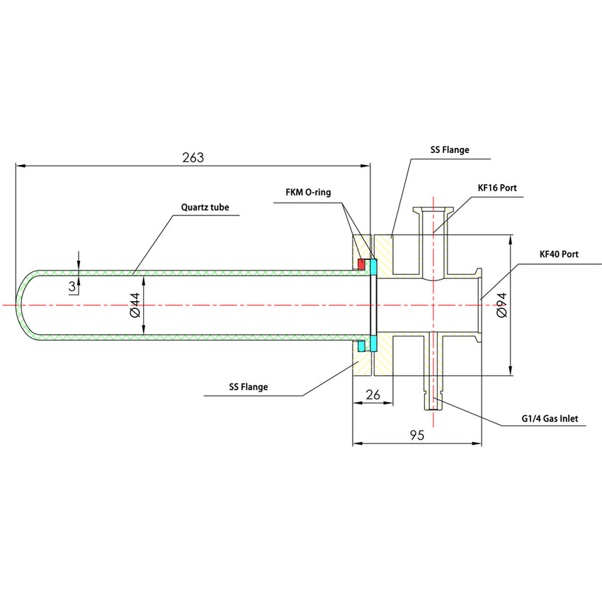 Quartz Tube with KF Flange for Vacuum & High Temperature Applications ...