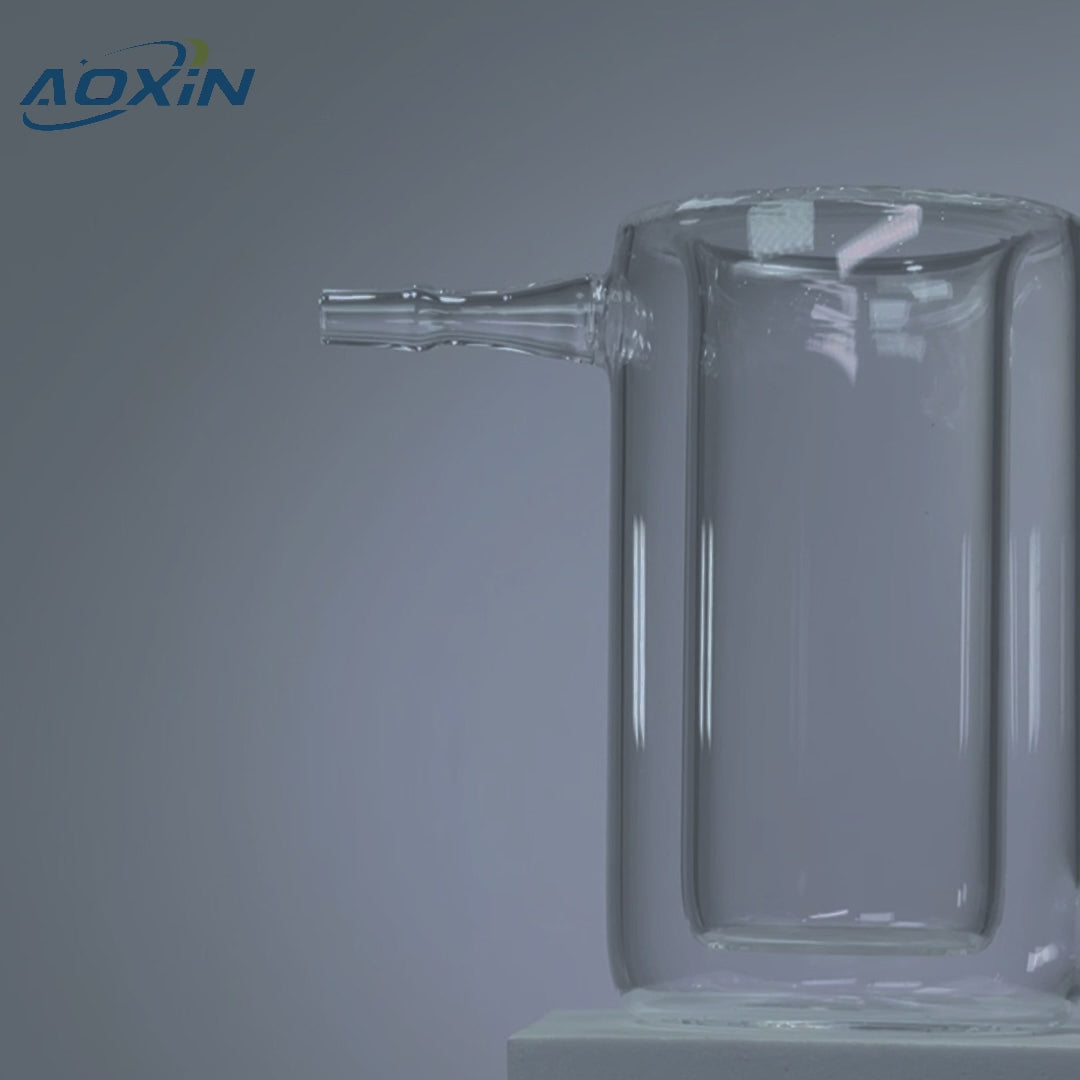 Close-up of a high purity quartz double-walled jacketed reactor, showcasing its design for high temperature and corrosion resistance in lab applications