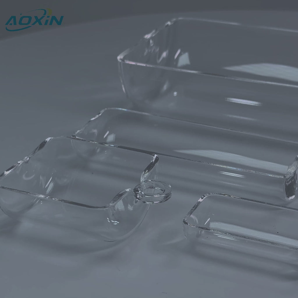 High purity quartz boats for tube furnaces, showcasing their single ear design and acid-resistant properties for 1200°C applications