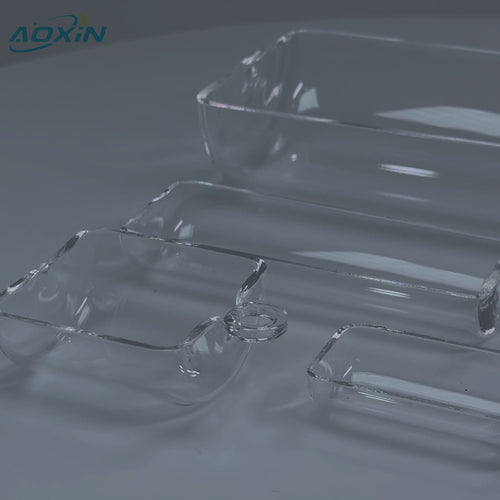 High purity quartz boats for tube furnaces, showcasing their single ear design and acid-resistant properties for 1200°C applications